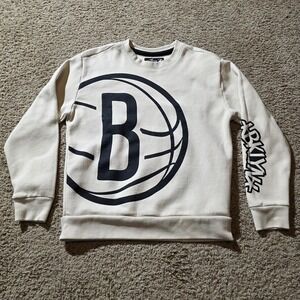 Brooklyn Nets Sweatshirt XS Cream NBA Basketball Hollister Fleece